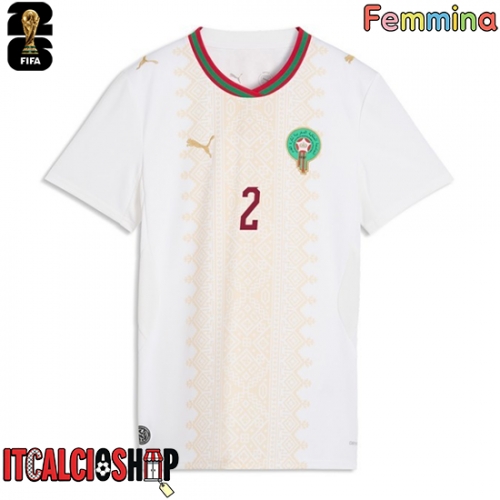 Marocco Achraf Hakimi #2 Seconda Maglia Femmina Mondiali 2026 Manica Corta
